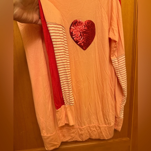 Love Kuza Pink and Red Heart Long Sleeve Top NWOT LAST CHANCE! - Picture 3 of 9